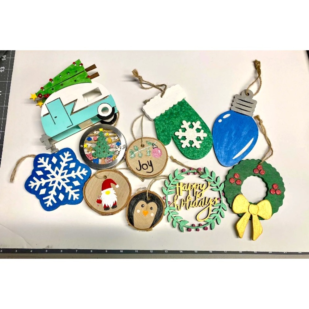 Lot of Handpainted Christmas Ornaments. New. Handmade Christmas Ornaments. Decor